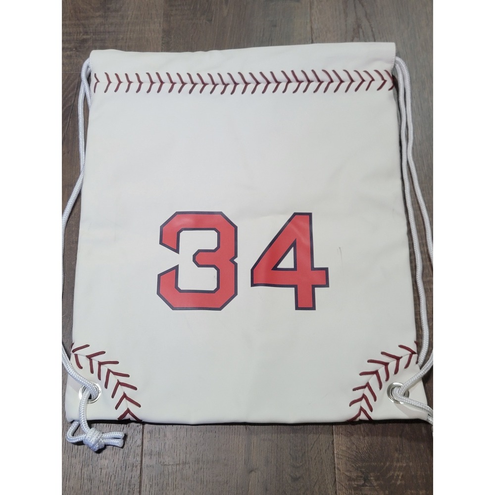 Zumer‎ Sport Drawstring Backpack 34 Baseball Stitch White Red Blue